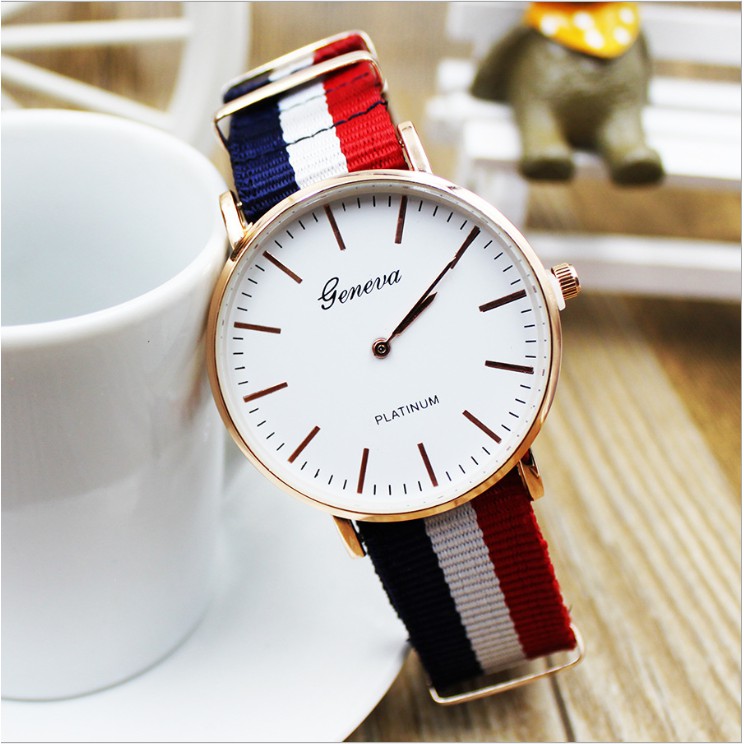 Jam Tangan Fashion Pria wanita Geneva kanvas korea Couple batam import murah - YRJ003