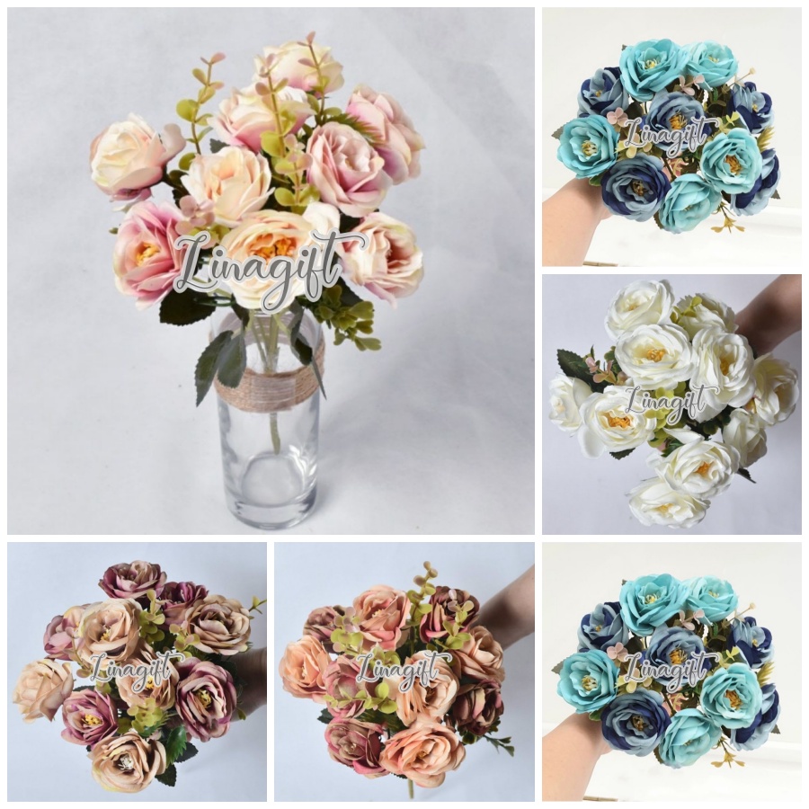 ARTIFICIAL FLOWER MIX - ROSE RUSTIC PEONY-  BUNGA PLASTIK DEKORASI HAND BOUQUET PREMIUM / ARTIFICIAL FLOWER SUN FLOWER HIASAN