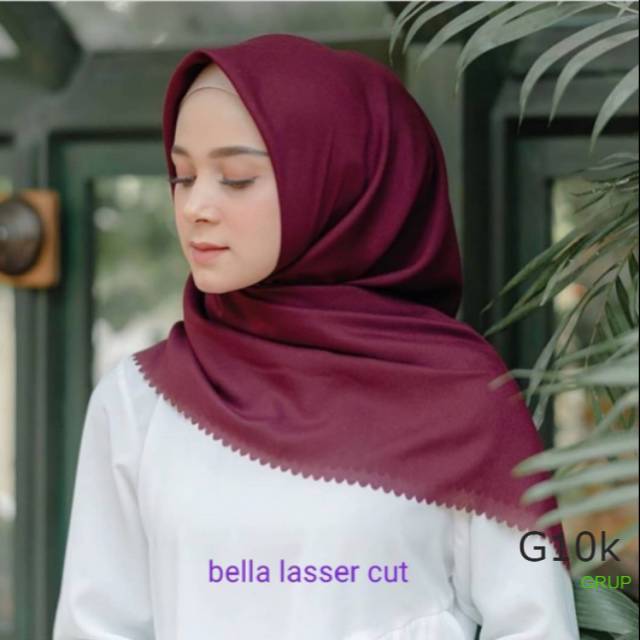 HIJAB BELLA LASER CUT - SUPERFINE COTTON - PREMIUM TERBARU - BASIC VOAL