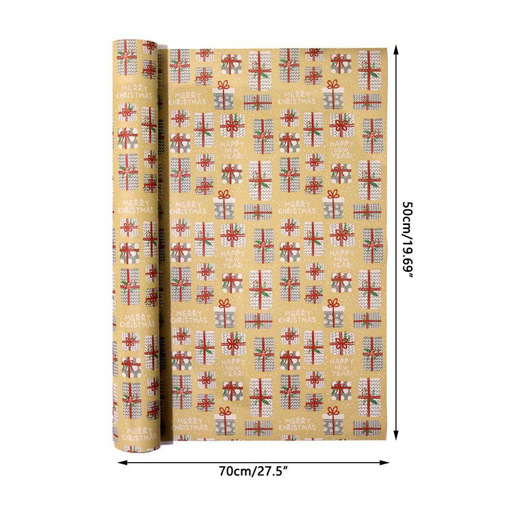 Solighter 70x50 cm Christmas Wrapping Paper Tahan Lama Salju Elk Dekorasi Pesta Merry Christmas Bungkus Kado