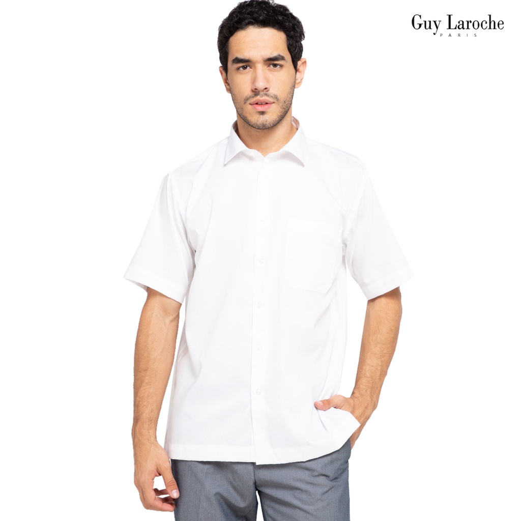 Kemeja Pria Lengan Pendek Guy Laroche Pinpoint Classic Type Putih