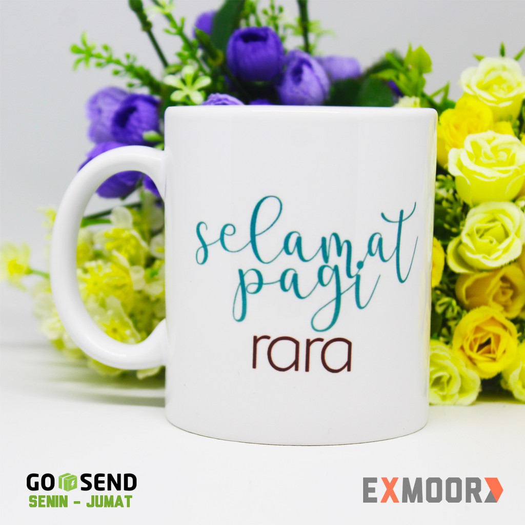 Mug Selamat Pagi Kado Ulang Tahun Request Nama Shopee Indonesia