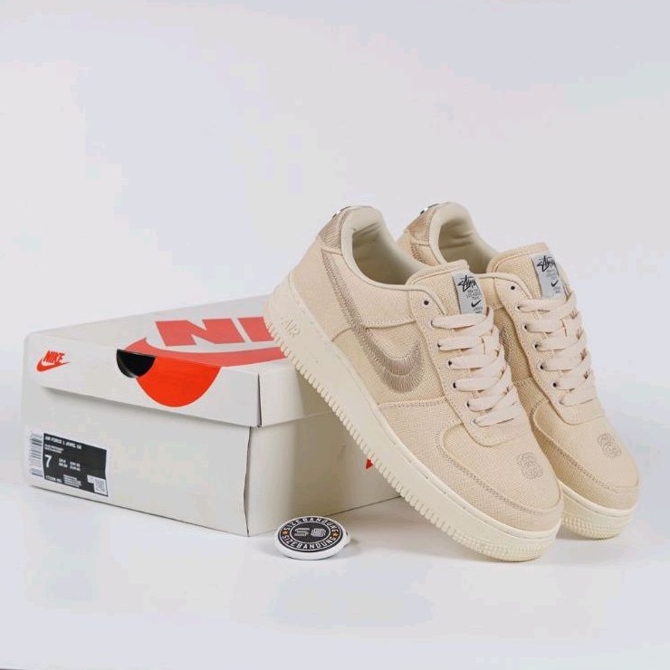 Sepatu Nike Air Force 1 Low X Stussy Fosl Cream 37_ 44 100% BNIB