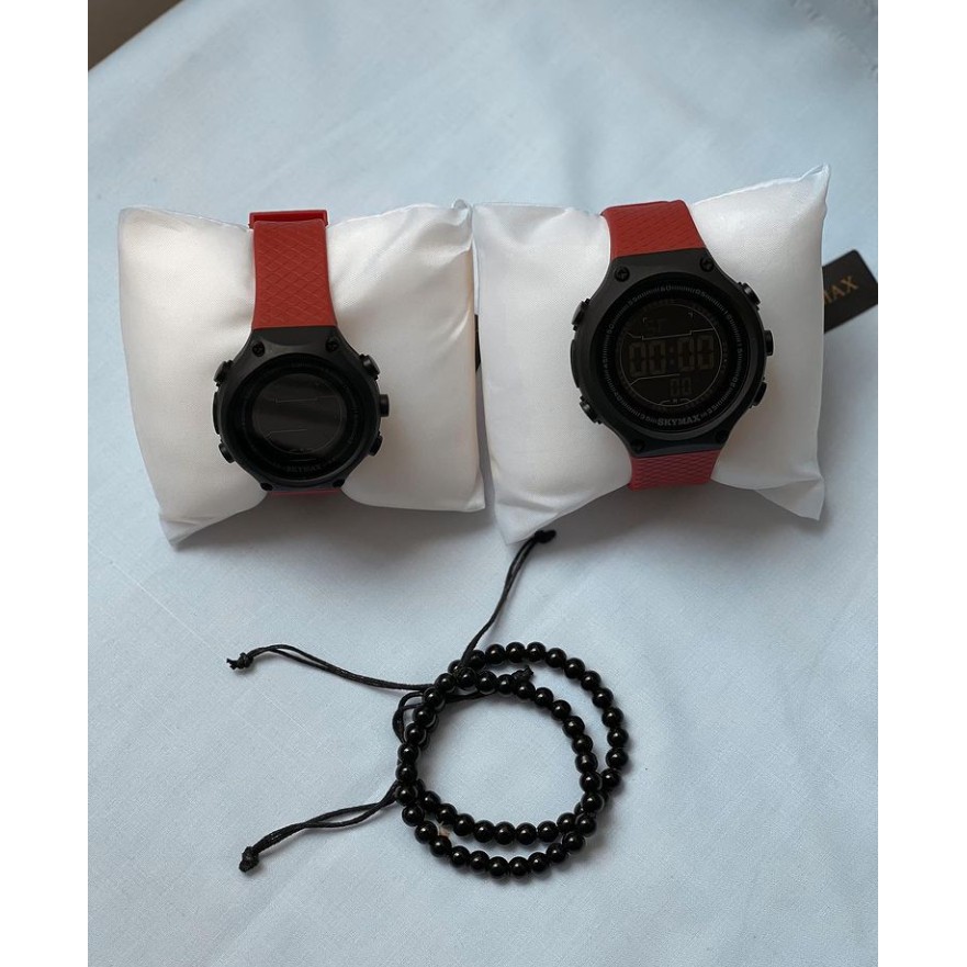 jam couple skymax merah original