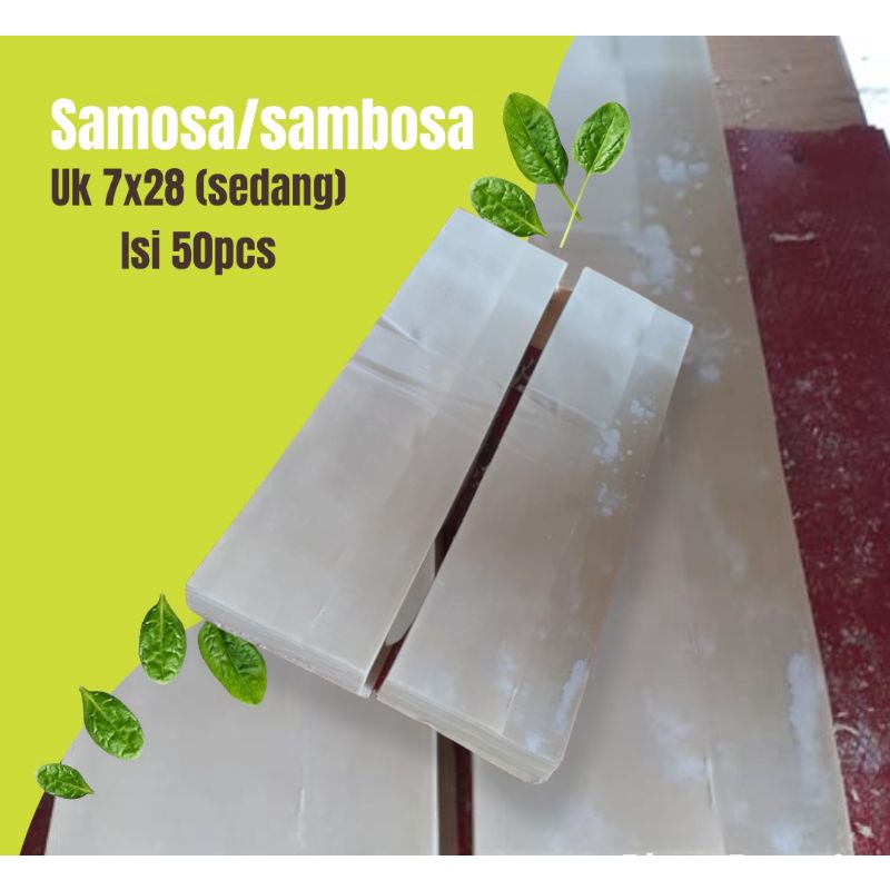 

Kulit sambosa/samosa uk.7x28cm (sedang) isi 50pcs