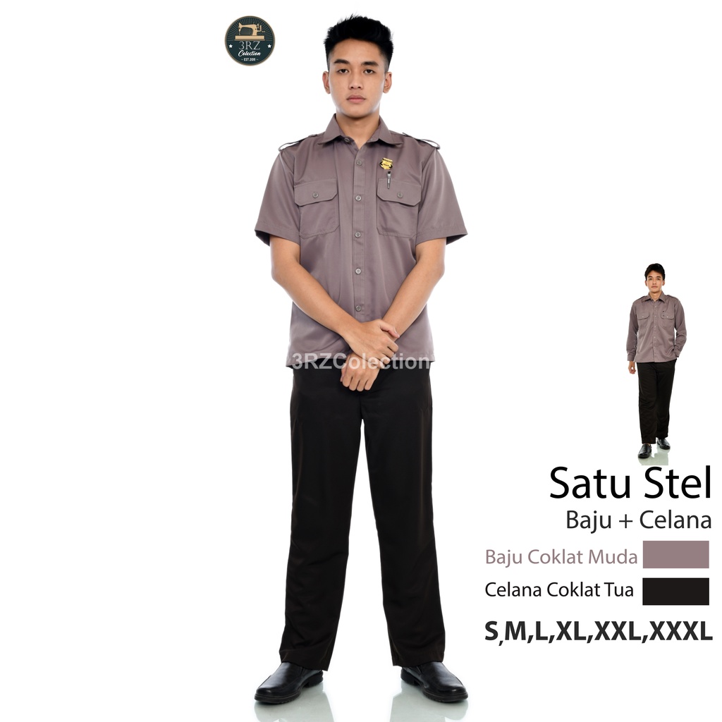 RWM Baju Seragam Coklat Polisi Setelan Seragam Pdh Polisi Satpam Security Baju Coklat Polisi Baju Di