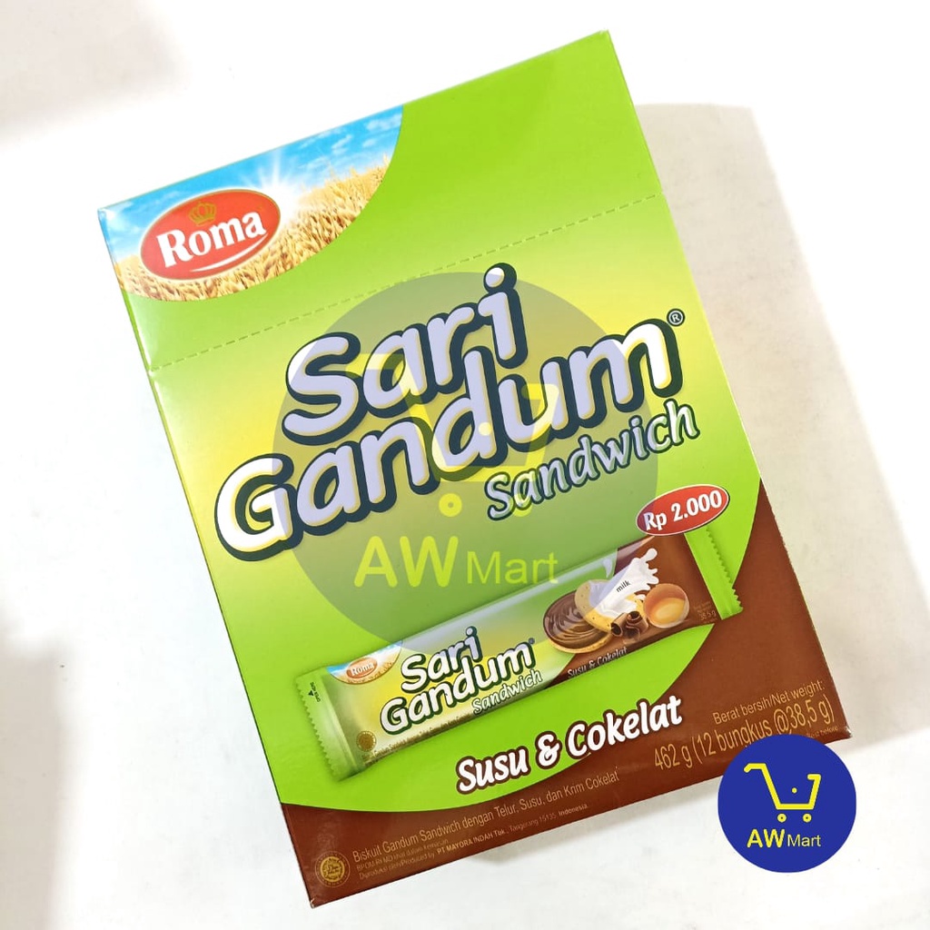 ROMA SARI GANDUM BOX ECER 2000 (isi 12 SACHET X 38.5 GRAM) 462GR ECER 2000