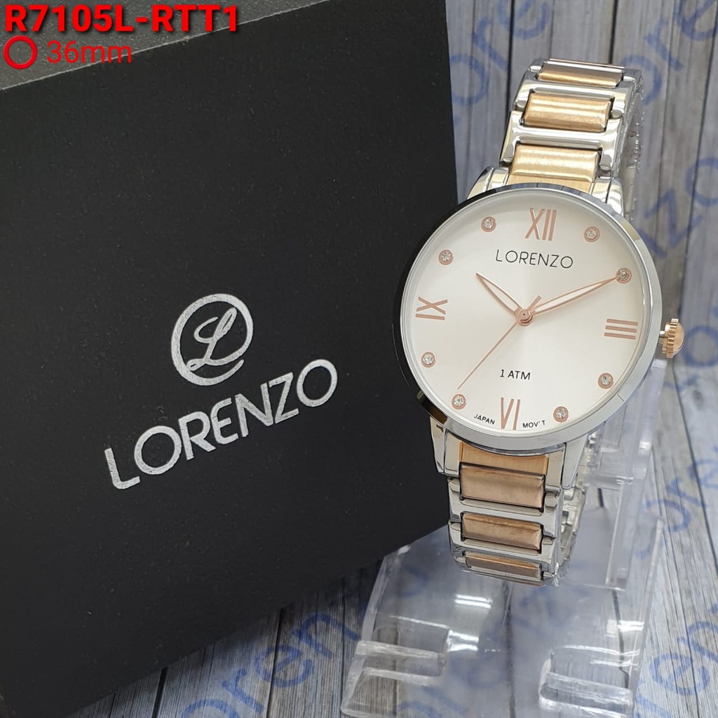 JAM TANGAN WANITA LADIES LORENZO 7105 TANGGAL AKTIF STRAP STAINLESS STEEL