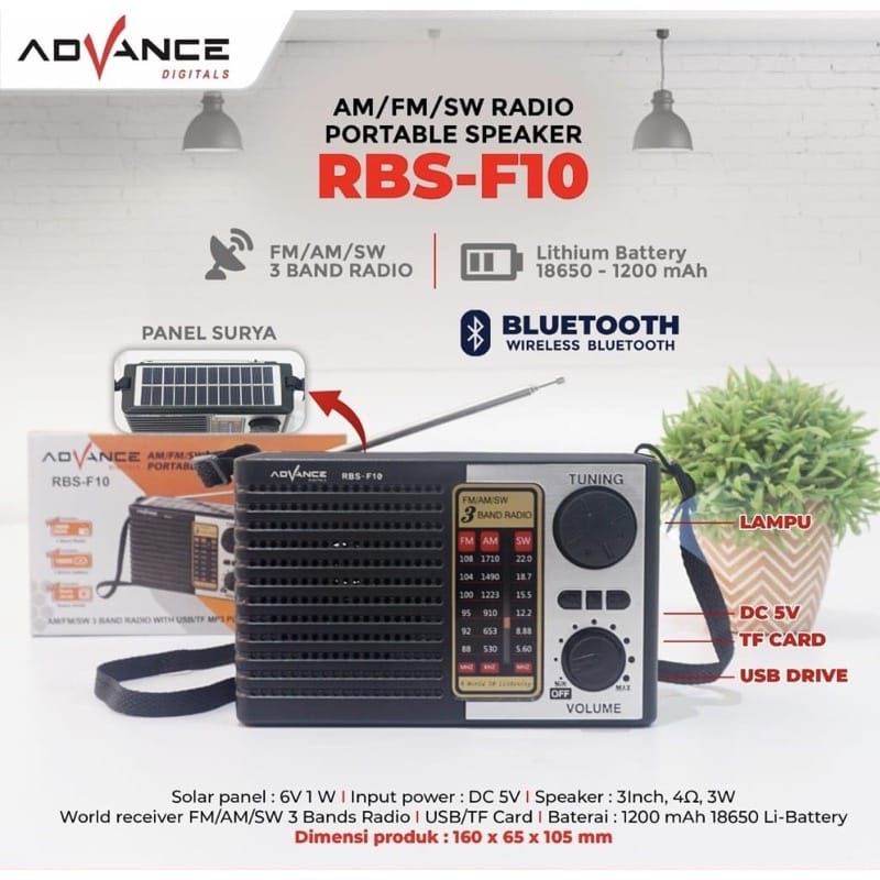 Radio Jadul Merk advance RBS Tipe  F10 Solar Panel