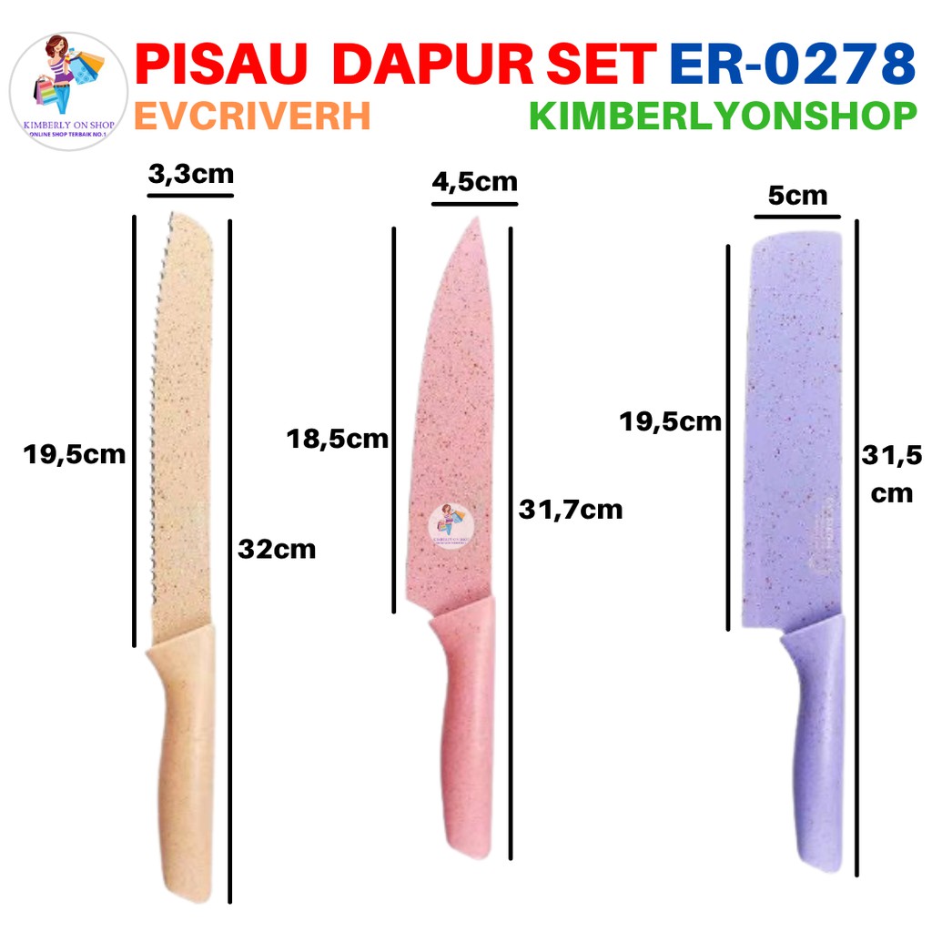 Kimberlyonshop Pisau Set Dapur Peralatan Masak Stainless 6IN1 EVCRIERH