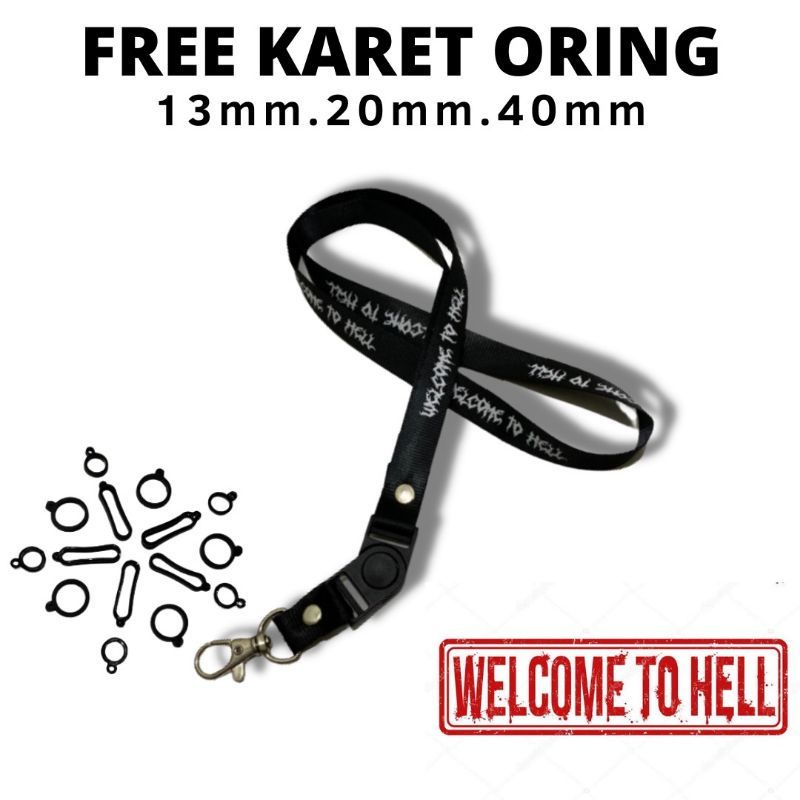 

Lanyard WELCOME TO HELL tali lanyard DISTRO gantungan kunci name tag id card kartu nama / tali lanyard gantungan leher