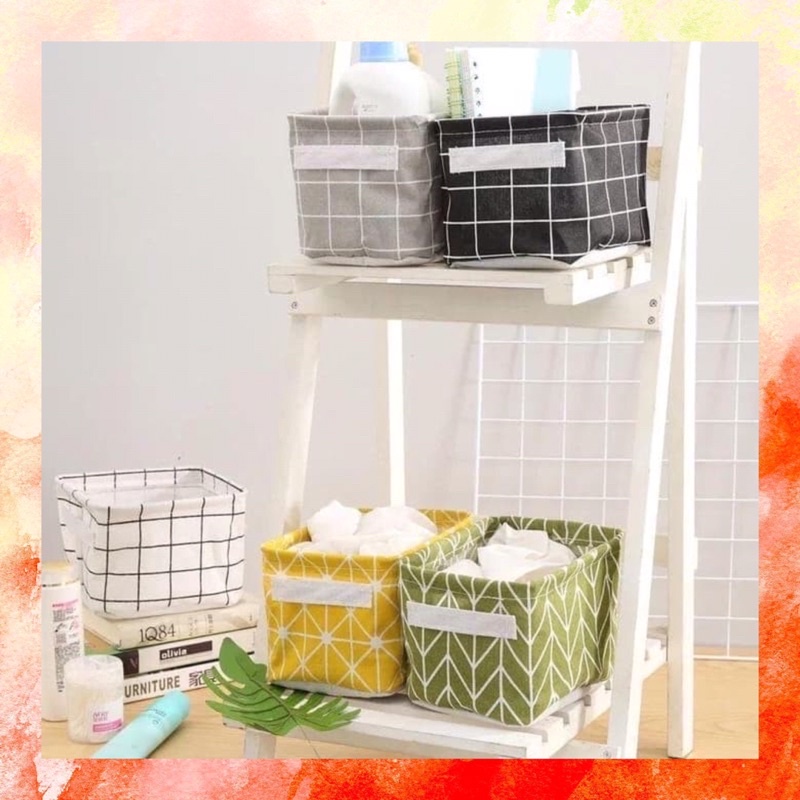 MINI STORAGE BOX ORGANIZER KERANJANG LIPAT TEMPAT AKSESORIS KOTAK PENYIMPANAN MEJA RAK