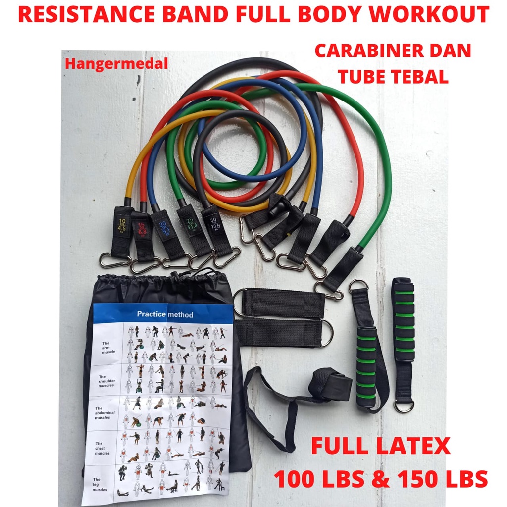 Live Monster 100 150  LBS Resistance Band Set 11 tube home fitness gym yoga