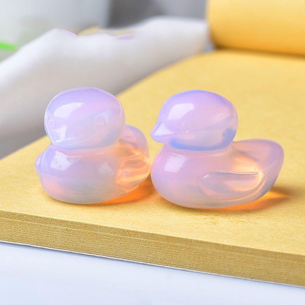 R-FLOWER Ornamen Bebek Kristal Lanskap Mikro Sederhana Dekorasi Rumah Patung Mini Patung Hewan Crystals Stone