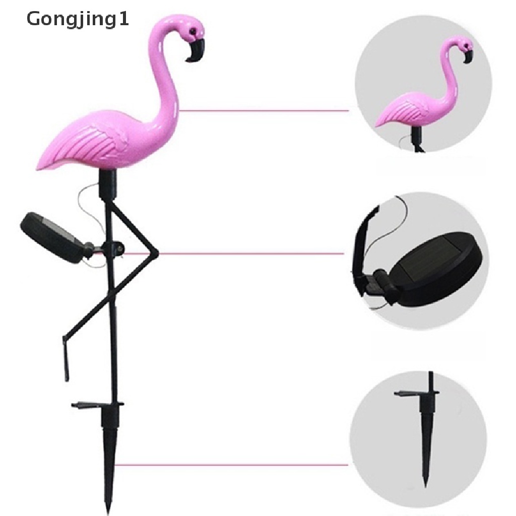 Gongjing1 Lampu Taman Led Tenaga Surya 3 Mode Bentuk Flamingo Untuk Outdoor