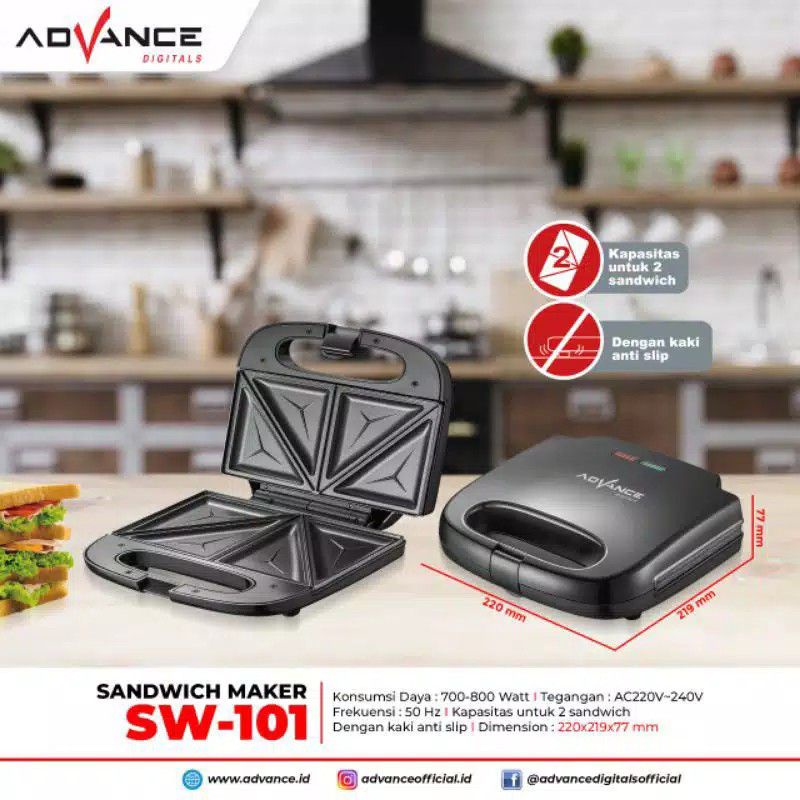 ADVANCE SANDWICH MAKER SW101 SW 101 SW-101 SANDWICH TOASTER PEMANGGANG BAKAR ROTI ORIGINAL GARANSI