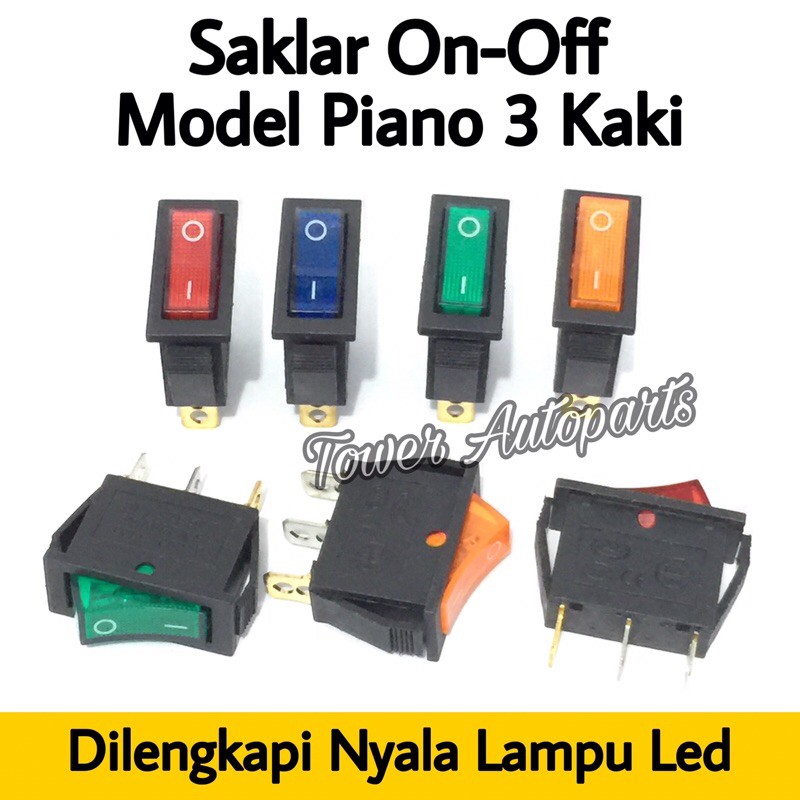 Saklar On Off / Switch On Off Model Tombol Piano Dengan Nyala Lampu Led