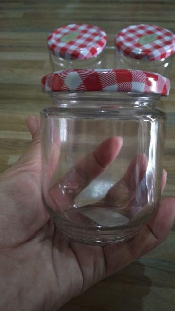 Little Red Hood Glass Jar 200 Ml / Toples Kaca Mini Tutup Stainless
