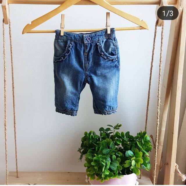 celana panjang denim jeans jins wash blue jeans mothercare second