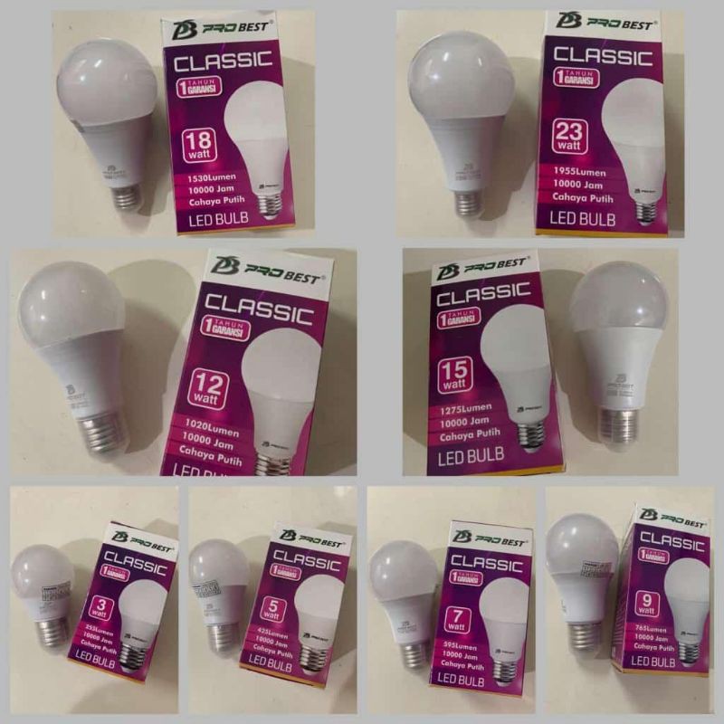 LAMPU LED PROBEST CLASSIC 9 WATT PUTIH TERANG