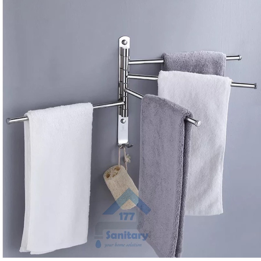 Rak Handuk Lipat Stainless 304 - Gantungan Handuk Putar Susun 4 Mini Towel Hook Rak Hooks Minimalis