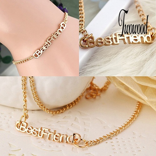 Gelang Rantai Desain Tulisan Best Friend Untuk Unisex