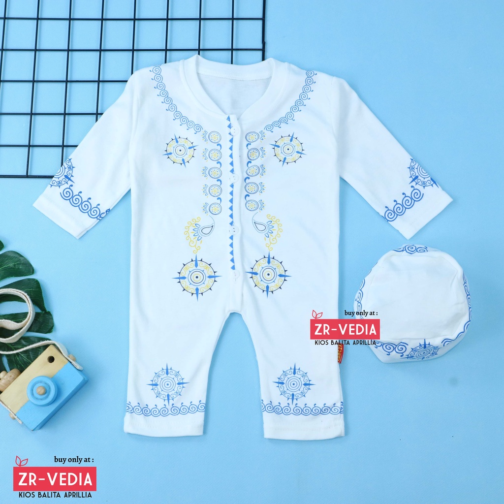 (PUTIH) Koko Jumper Naufal uk 0-12 Bulan / Romper Baju Muslim Baby Anak Laki Bayi Newborn Kiosbalitaaprillia