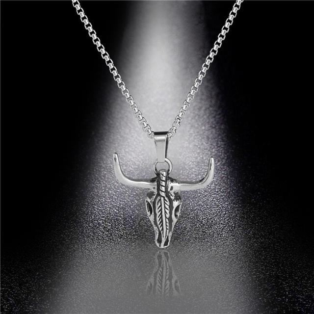 Vintage cow head liontin stainless steel aksesoris hip-hop hipster power gaya pribadi kalung untuk w