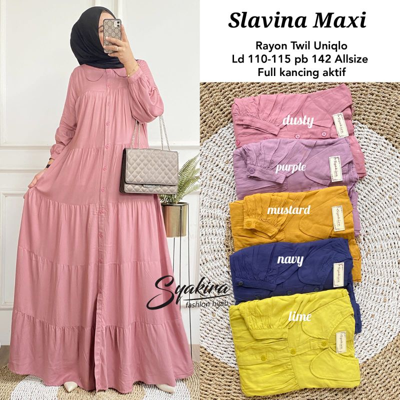 Slavina Maxy Dress/Maxi Dress/Gamis/Baju Muslim