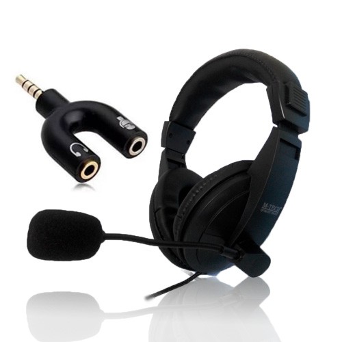 M-TECH HEADSET HEADPHONE A4 + MIC PLUSH SPLITTER