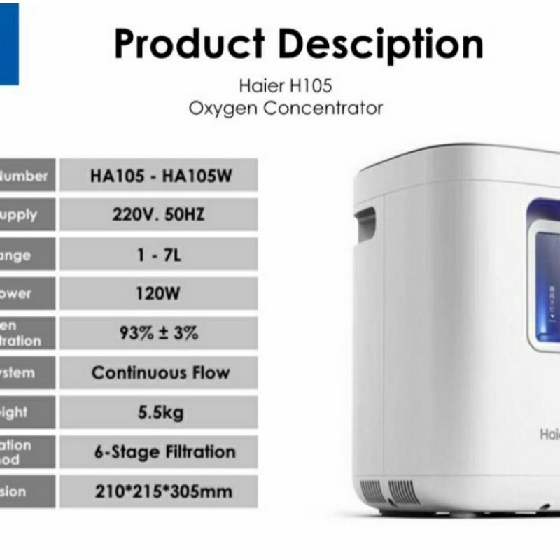 HAIER H105 OXYGEN CONCENTRATOR - OKSIGEN KONSENTRATOR HAIER