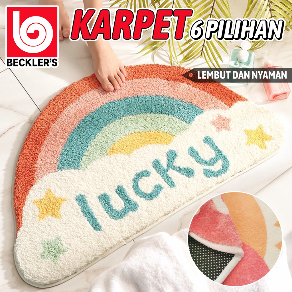 Keset Kaki Anti Slip Karakter Rainbow Lembut /Keset Alas Kaki Pelangi 6 motif