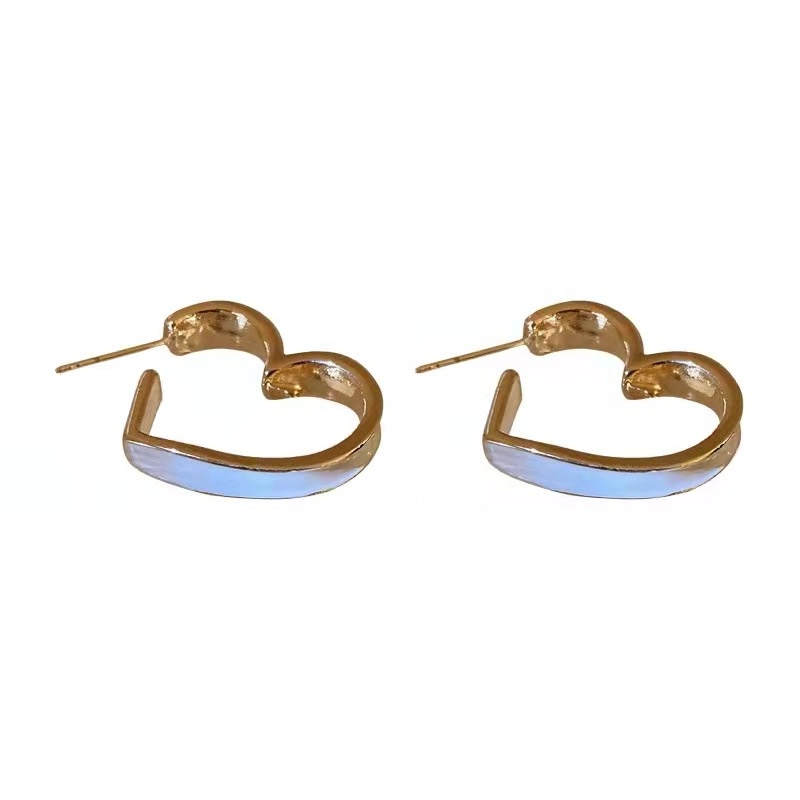 Anting Tusuk Bentuk Hati Warna Putih Untuk Wanita