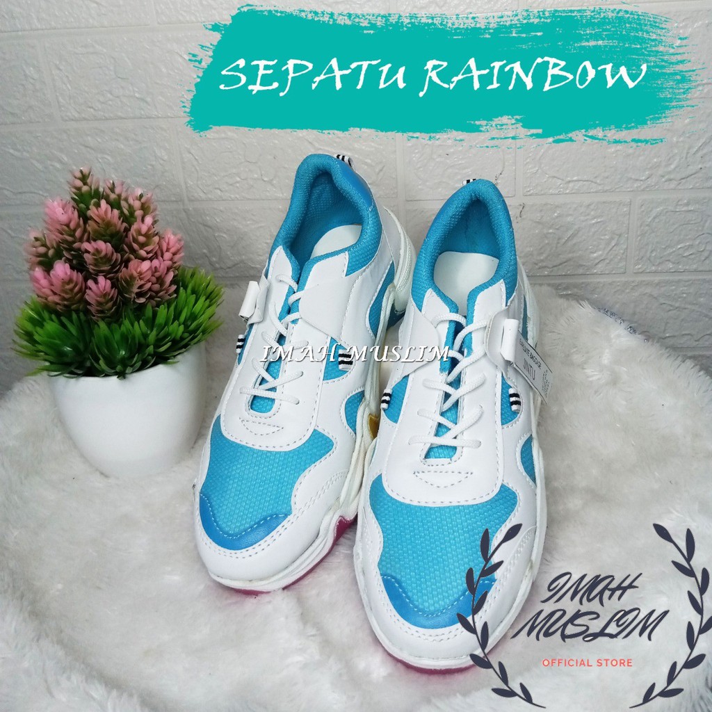 SEPATU OLAHRAGA MODEL KOREA RAINBOW PRIA DAN WANITA MURAH BISA COD