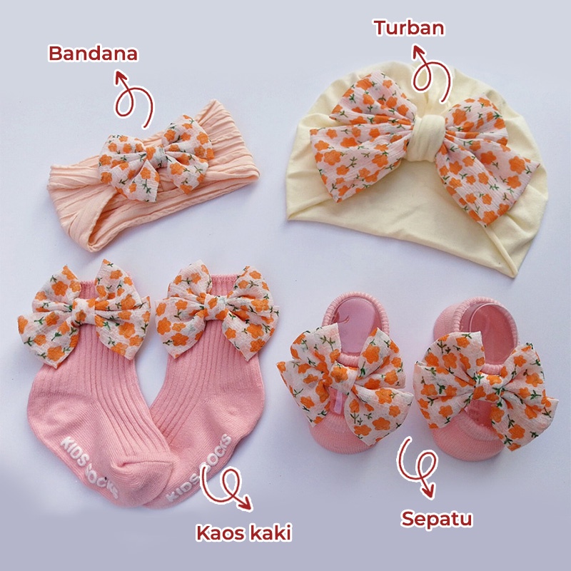 Bandana Bayi Korea Anak Perempuan 1 Set 4 Pcs Aksesoris Rambut Balita Lucu Import AK237