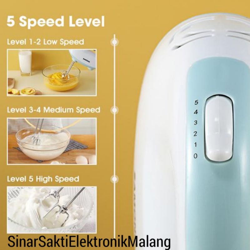 Samono Hand Mixer + Mangkok Pengaduk Telor Kue Murah Garansi Resmi
