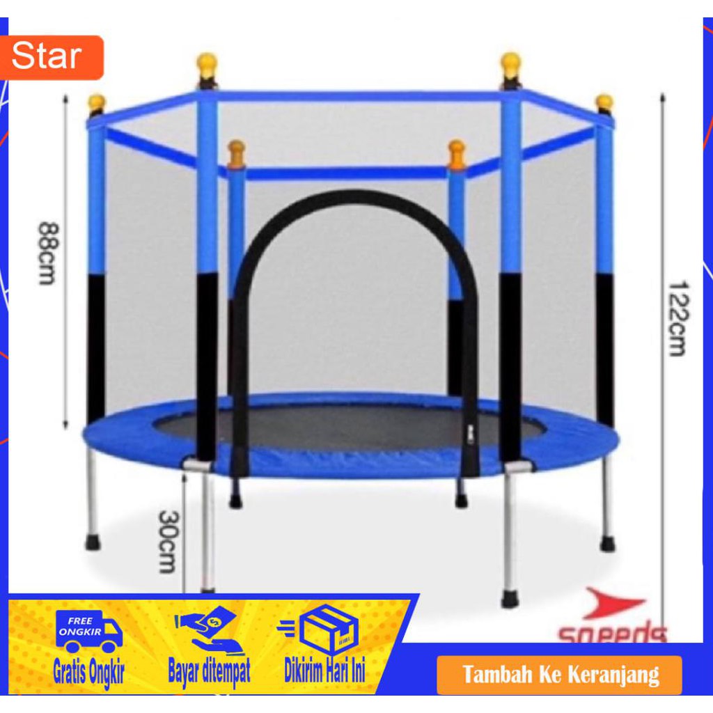 BAYAR DITEMPAT - SPEEDS MINI TRAMPOLINE55” INCH / MAINAN TRAMPOLIN ANAK & DEWASA / JARING NET