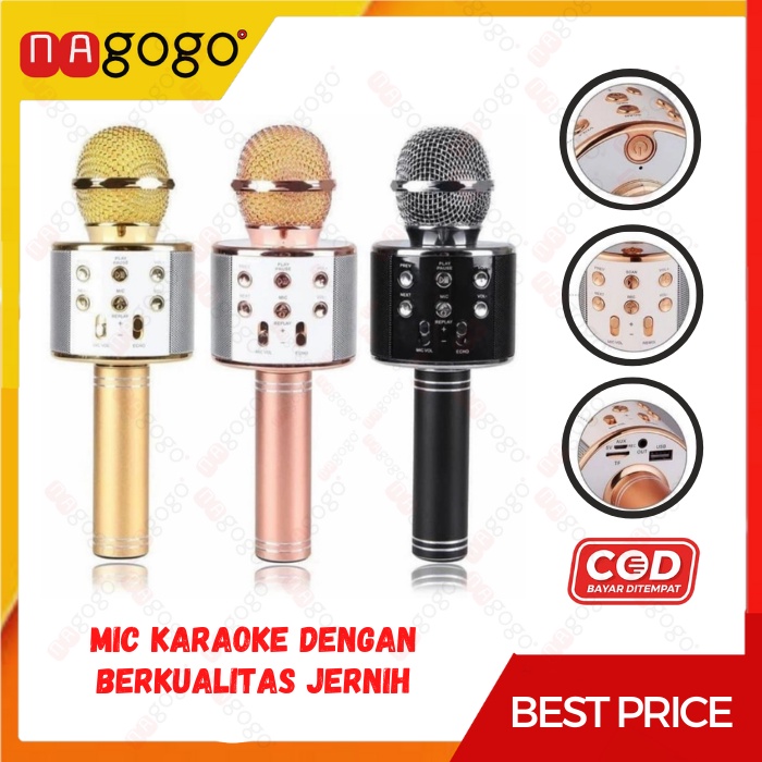 Microphone Wireless Mic Pegang Jernih Mik Karaoke Bluetooth Ws858  Mix Smule Ws858  Mik Ws 858