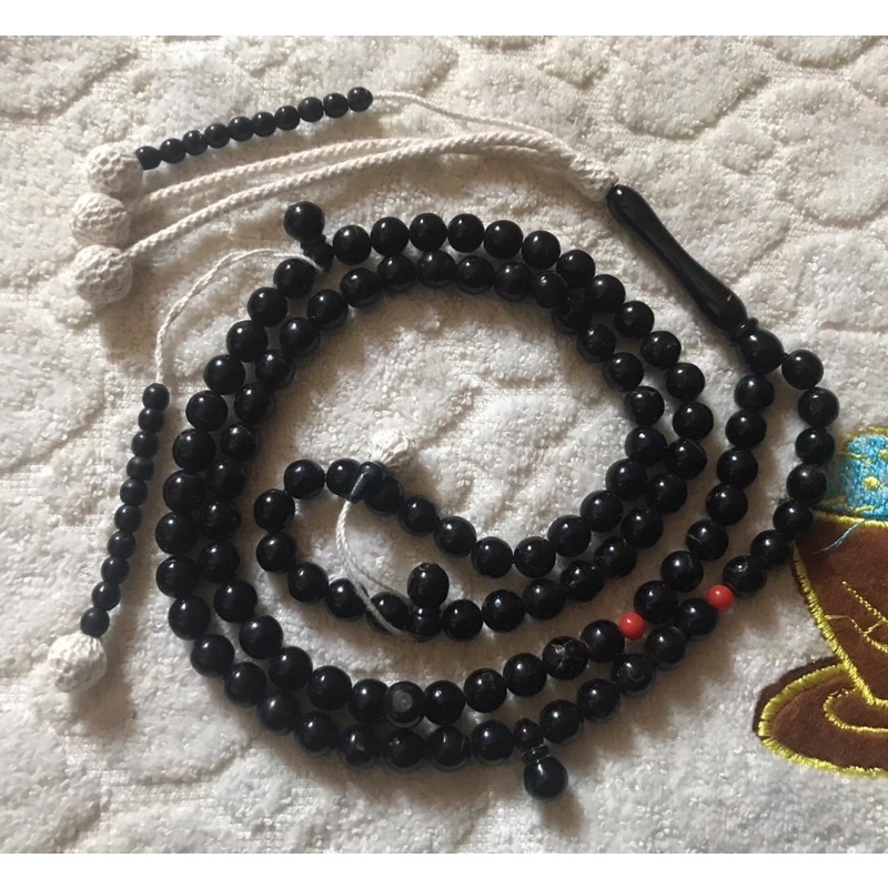 Tasbih Yusr Laut Merah 8mm Bulat, Tijani, Modif Marjan + Rumbai Afrika, Asli Mesir