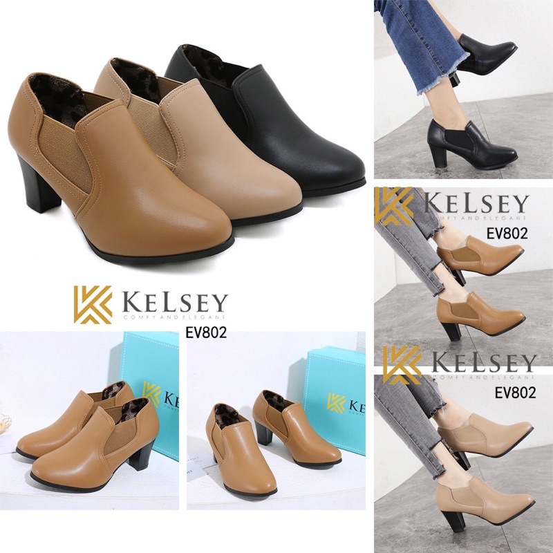 Kelsey Sepatu Boots Hak Tinggi 5cm Wanita EV802