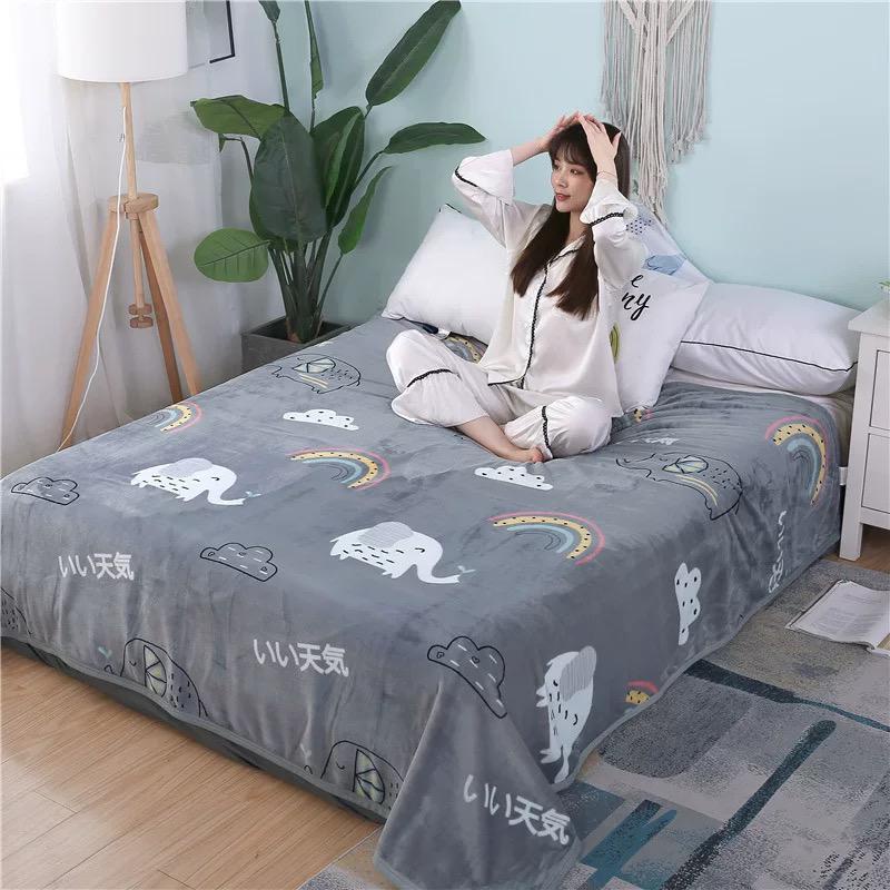Selimut Bulu Halus Motif Dewasa  Aesthetic Atisashop Murah Berkualitas Lembut Uk135x190 New Arrival-ELEPHANT RAINBOW