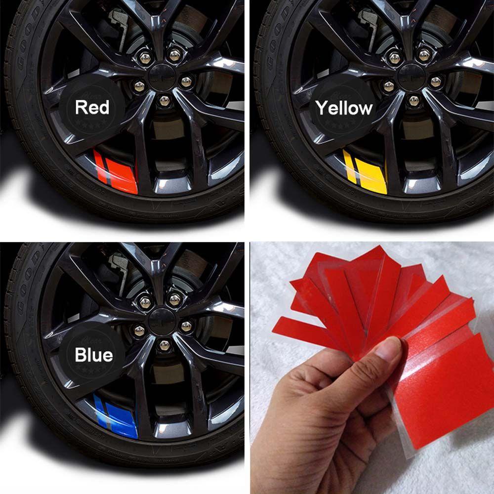 LANFY Stiker Pelek Roda Mobil 6 Pcs PET Racing Wheel Hub Decals Vinyl Decal Stiker Mobil Potongan Presisi Stiker Peringatan