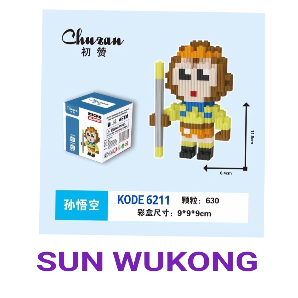 Nano Block Sun Go Kong Kera Sakti Monkey King Bricks/Blocks/Balok The Monkey King DIY Edukasi Anak