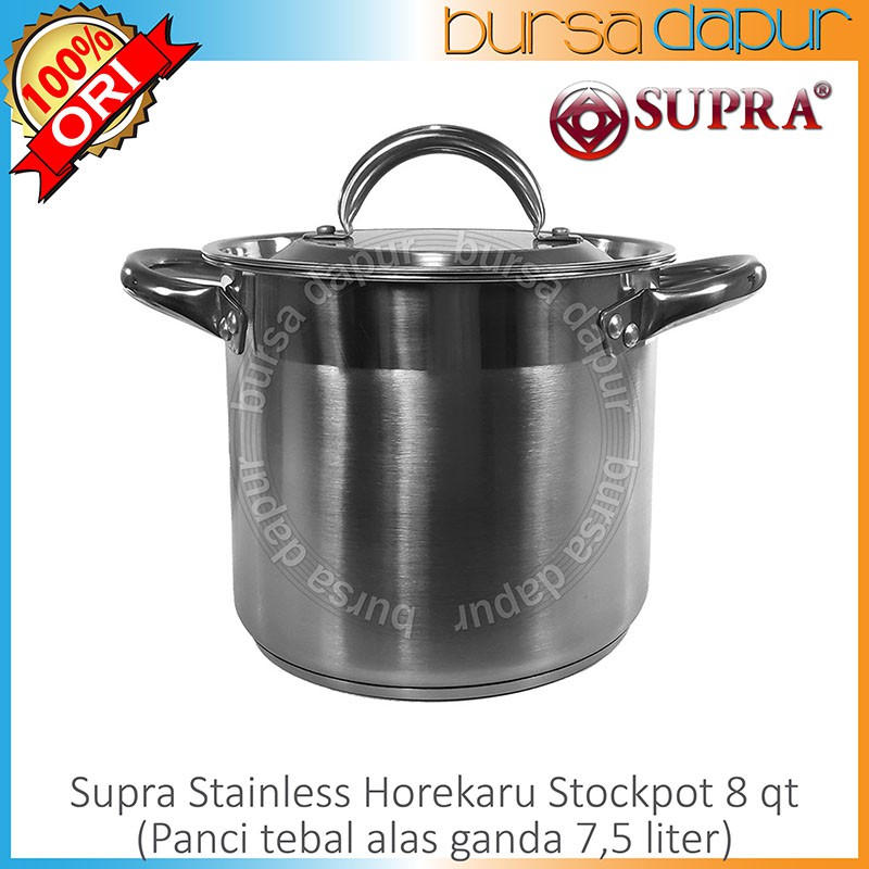 Supra Horekaru 8 Qt / Panci Stainless Double Bottom Impact [8 Qt / 7.5 Liter]