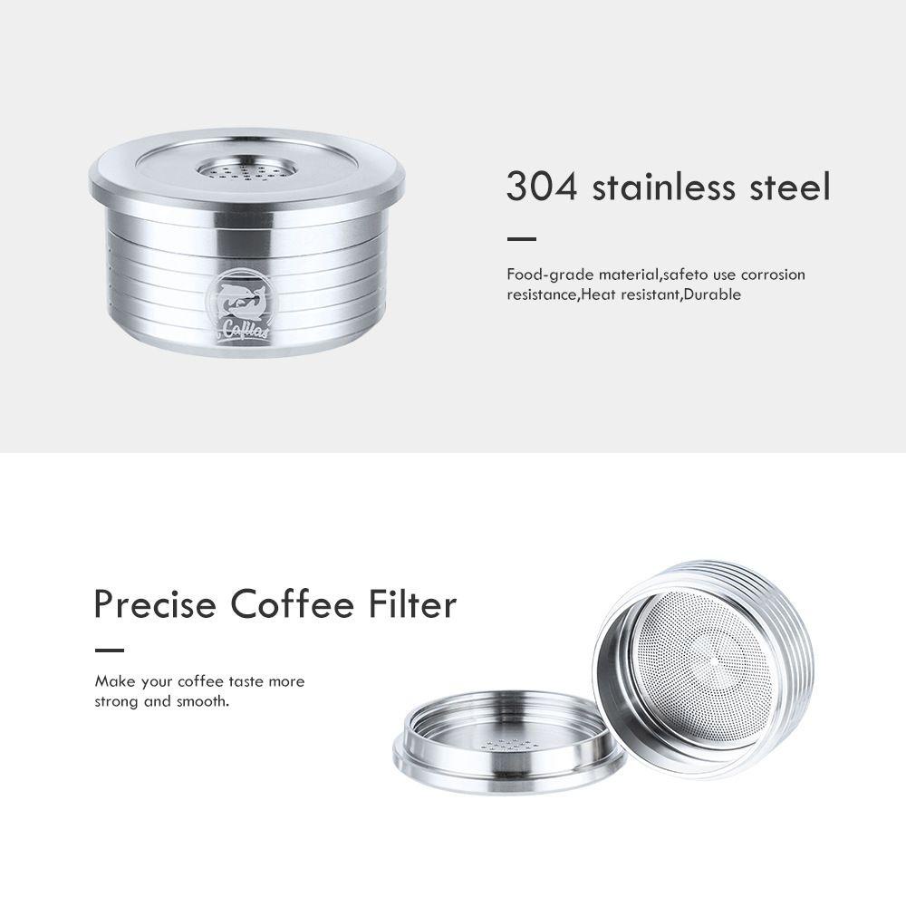 Solighter Kopi Kapsul Rumah Stainless Steel Sendok Sikat Reusable Pods