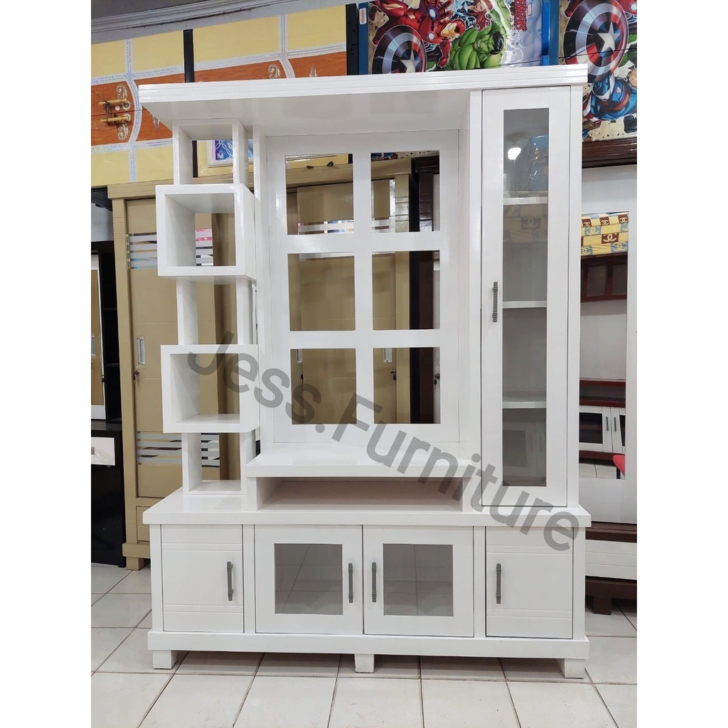 Partisi TV Ruang Tamu , Partisi Minimalis Putih , Partisi TV 3Pintu , Partisi Tv Minimalis , Bufet T