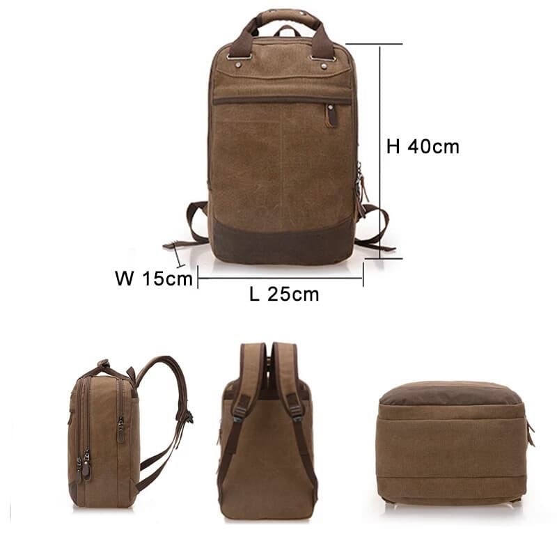 TAS RANSEL LAPTOP PRIA KANVAS KOMBINASI KULIT ASLI 2IN1 LEGUMS 9008 PREMIUM SERIES