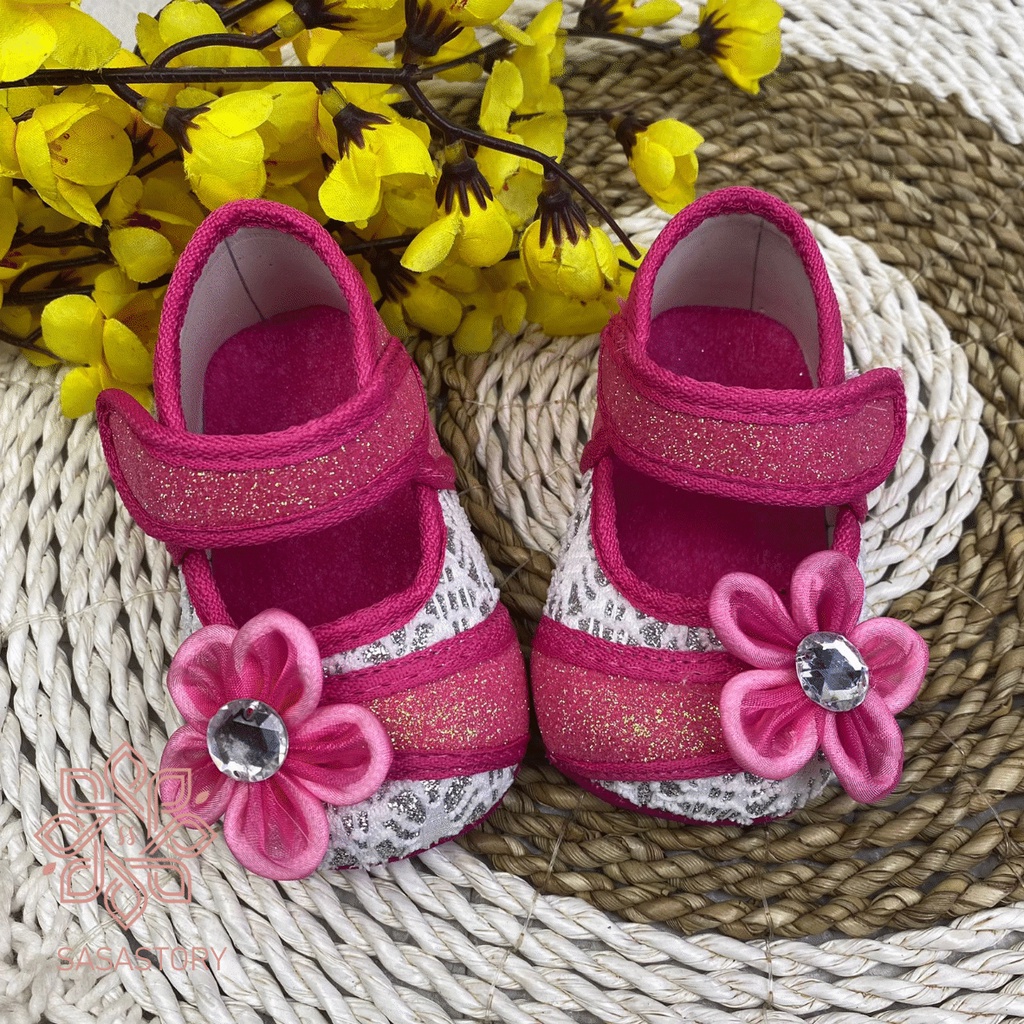 [TAMAN SEPATUKU] SEPATU TRENDY MURAH BABY BAYI PREWALKER BUNGA PESTA ANAK 0-12 BULAN FPX18