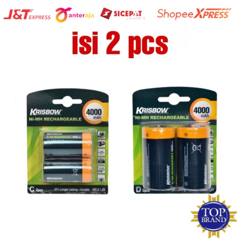 BATERAI TYPE C DAN D RECHARGEABLE KRISBOW / BATRE CAS KRISBOW / BATTREI CHARGER
