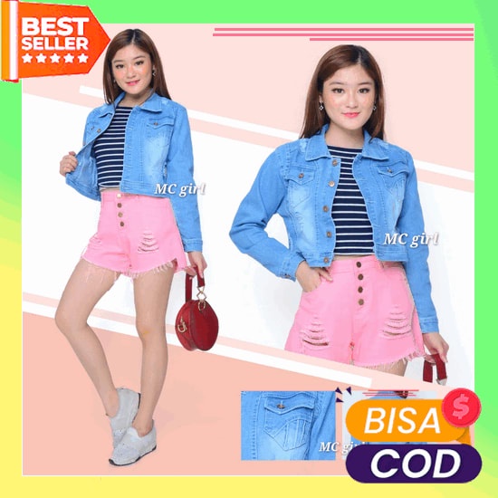 Jaket Biondy Denim Hijau Army Slimfit Cewek Crop Tee Jeans Wanita Green Polos Solid Bodyfit Levis Co